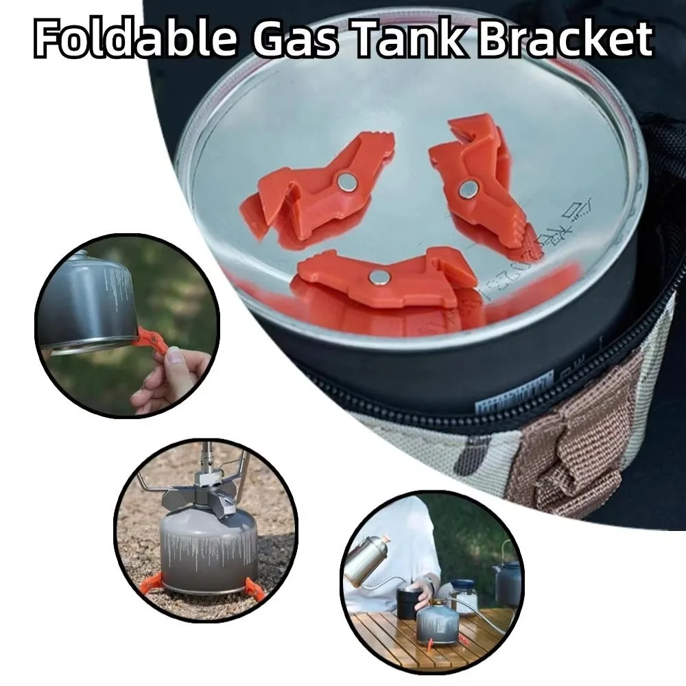 Foldable gas tank support, bottle holder support, tripod, stove base, stabilizer, portable camping burner, flat-head tripod