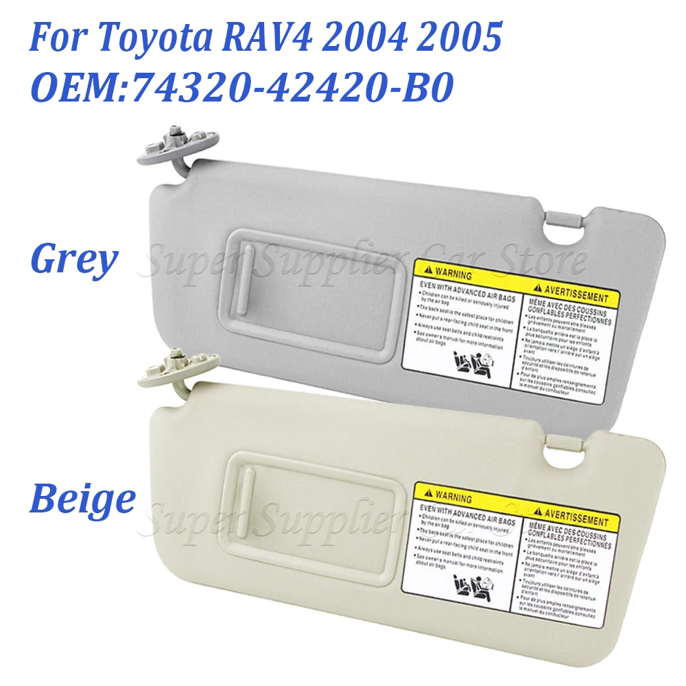 New For Toyota RAV4 2004 2005 Grey Beige Sun Visor Left Side Driver Side Shade 74320-42420-B0 Car Accessories