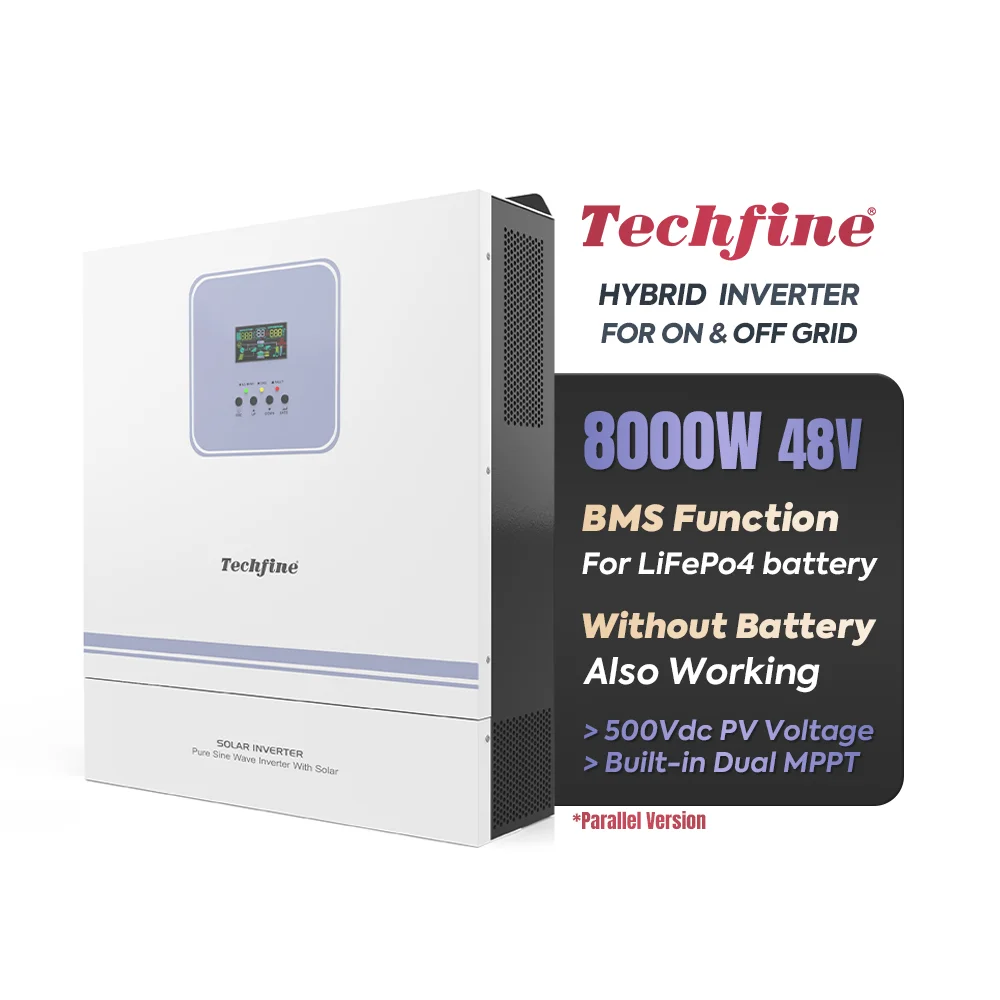 Techfine single phase 8 kva 8KW solar inverter 48V 8kva 8000W hybrid parallel inverter with 120A MPPT charger