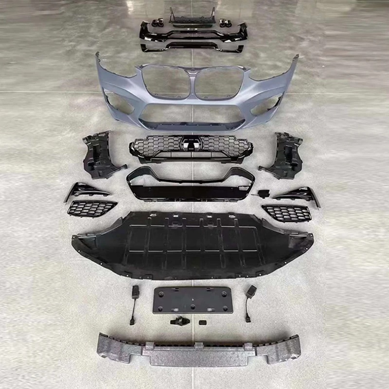 

For X4 G02 2017-2021 Change to X4M Style Car Front Bumper with Grille Rear Diffuser Exhaust Pipes