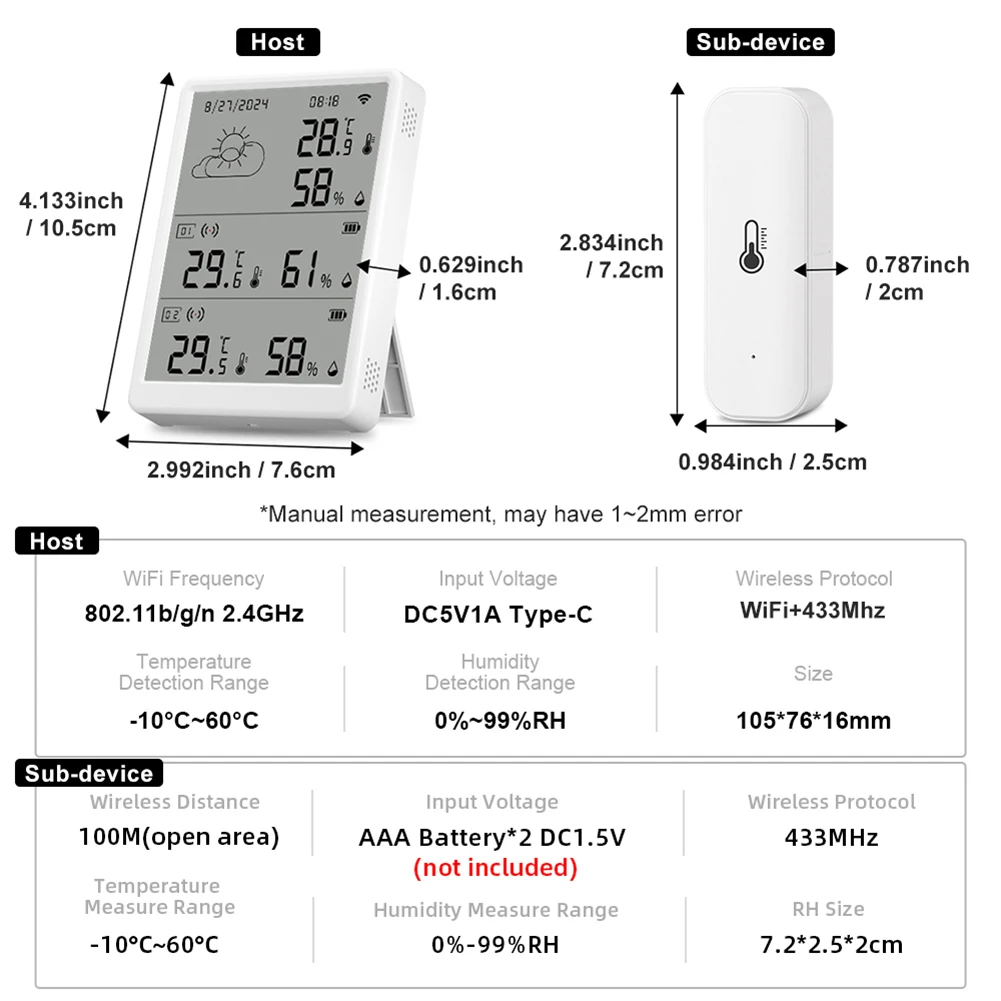Беспроводная метеостанция, цифровой гигрометр, термометр, умная метеостанция, монитор температуры и влажности, календарь