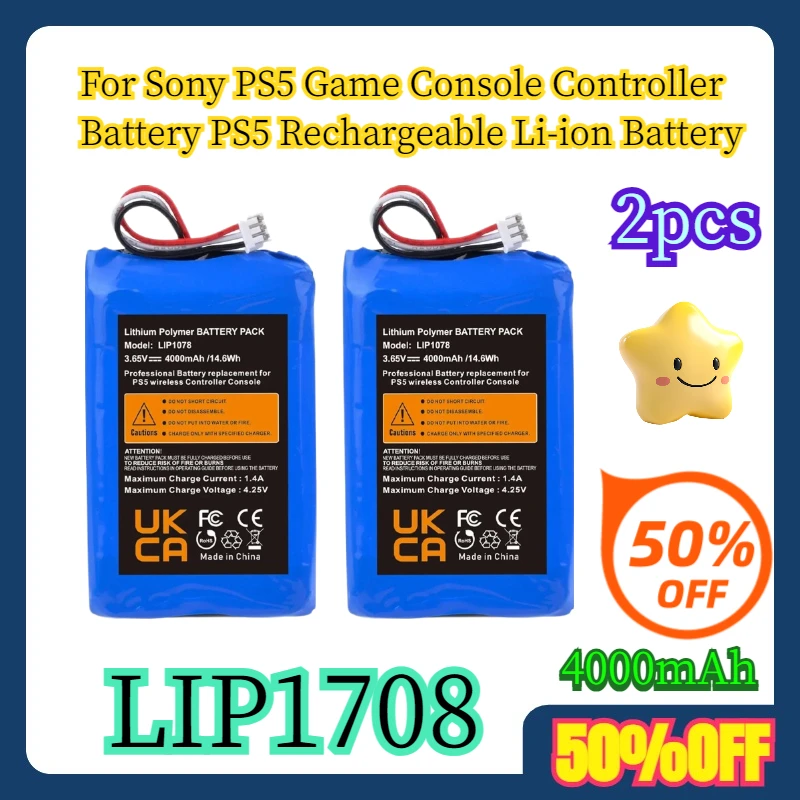 

2pcs For Sony PS5 Game Console Controller Battery 4000mAh PS5 Rechargeable Li-ion Battery LIP1708