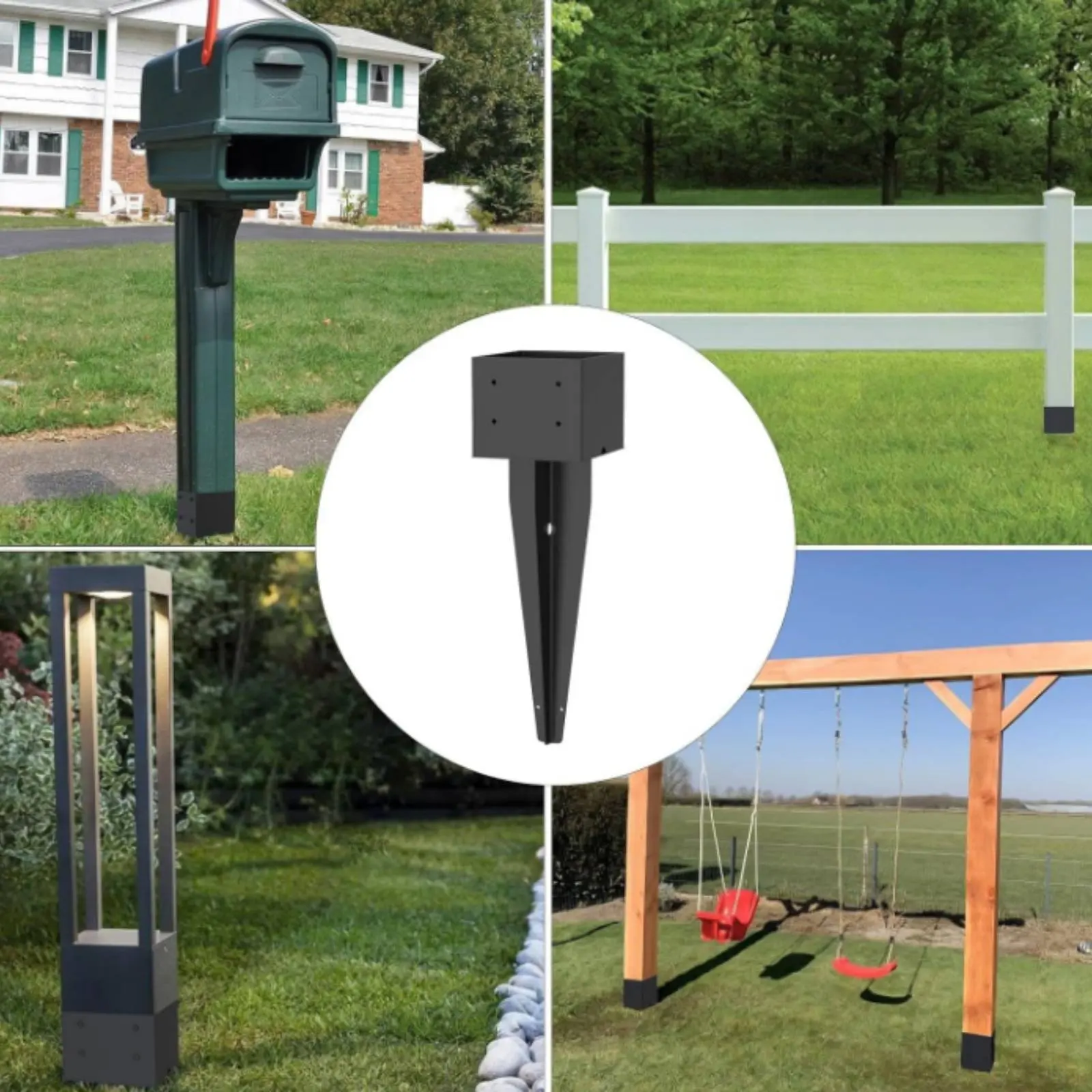 

Fence Post Ground Spike Rust Resistant Fence Post Anchor Construction Hardware Stable Reusable for Yard, Garden