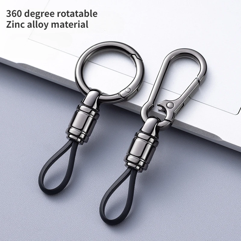 Car Keychain Rubber Rope Luxury Metal High-end Car Keychain Rope with Keyring Good Quality Car Key Keyholder