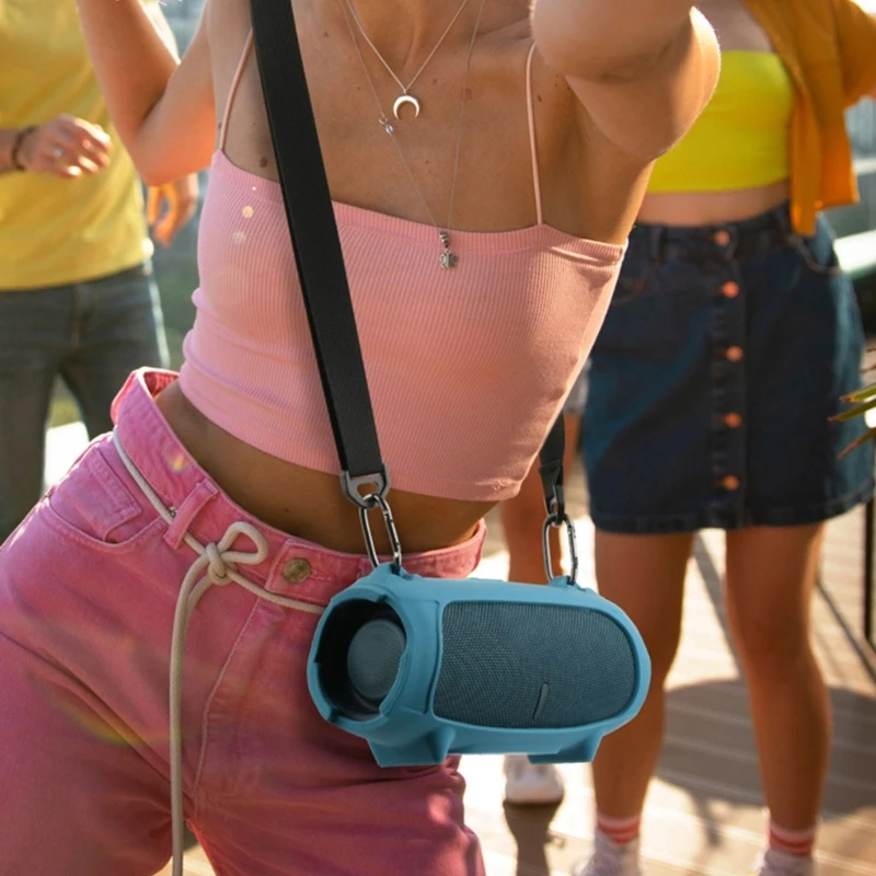 Custodia protettiva in Silicone per JBL Charge 5/5 wifi e altoparlanti portatili con moschettone e spallacci