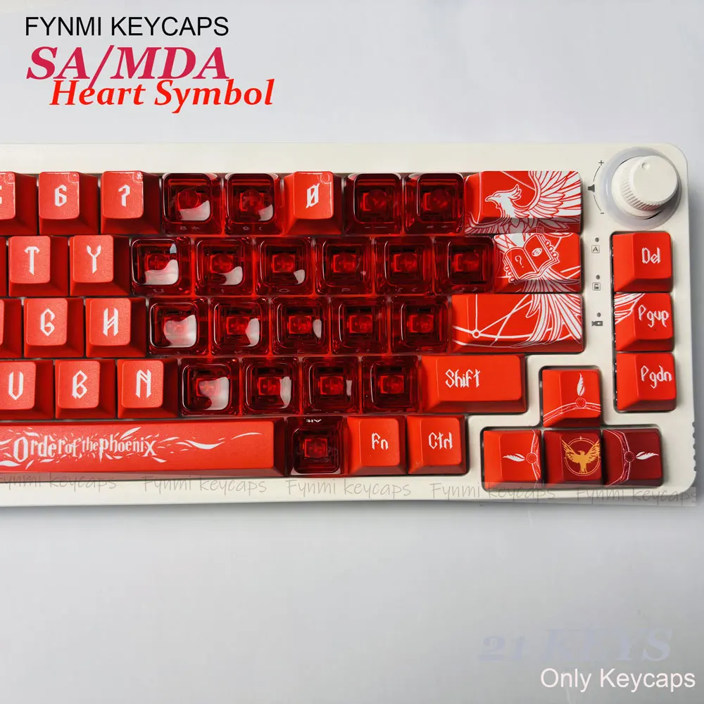 Fynmi LOVE Shape Heart Symbol SA/MDA Profile Transparent WHITE/RED/BLACK 21keys PC Keycaps for Mechanical Keyboards