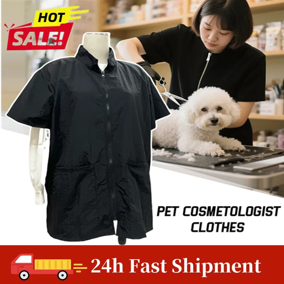 Waterproof And Breathable Cat Dog Grooming Cleaning Work Clothes M/L/XL Pet Groomer Overalls Anti-static Apron Shop Uniform N ew