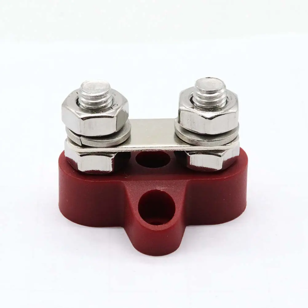 M8 Dual Terminal Stud Heavy Duty Flame Retardant Power Distribution Block 48V Glass Fiber Reinforced Nylon Base for Car Boat Rv