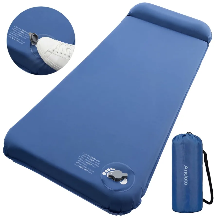 

Sleeping Pad for Camping 3.1" Ultra-Thick Self-Inflating Outdoor Camping Mat with Pillow and 9.5 R-Value Insulated All-Season F