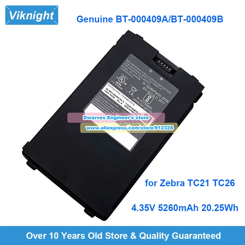

Genuine BT-000409B Battery 4.35V 5260mAh 20.25Wh for Zebra TC21 TC26 Data Collector Barcode Scanner Battery