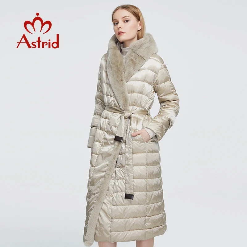 Astrid 2022 New Winter Women's coat women parka long warm Jacket with Rabbit fur hood large sizes female clothing Design ZR-7518