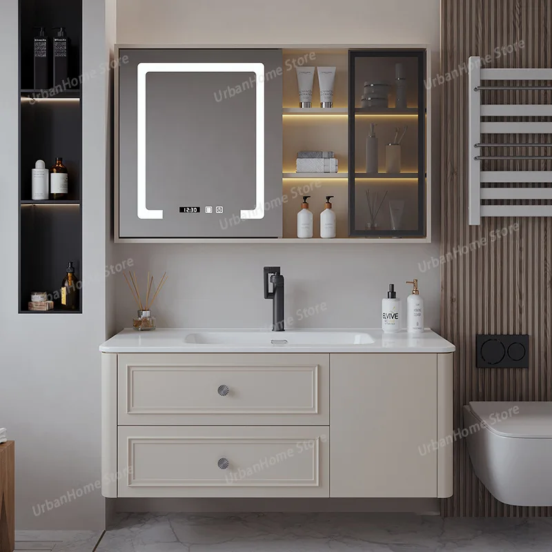 

New Rubber Wood Bathroom Cabinet Door Panel Hand Wash Bathroom Cabinet Face Artistic Bathroom Furniture Badekabs Kabinet XYYSG