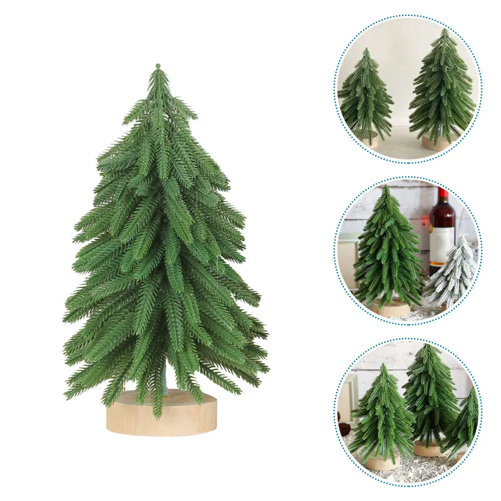 

Mini Christmas Tree Desktop Artificial Xmas Tree Wooden Base Tabletop Holiday Decoration Scene Prop Mini Xmas Trees