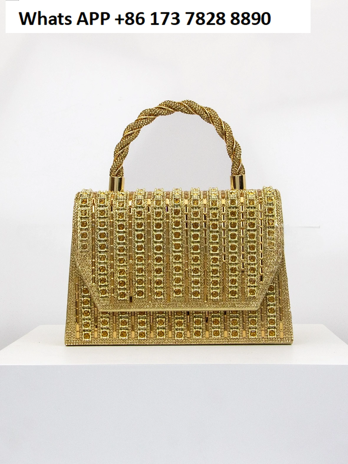 Celebrity banquet diamond-encrusted bag cheongsam women's handbag European and American retro oblique span bag