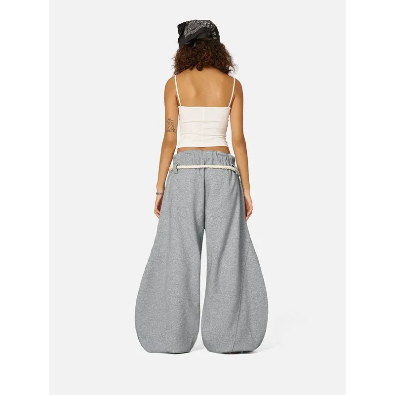 European and American cross border Women New Autumn Winter Elastic Waist Wide Leg Lazy Style Casual Home Long Trousers