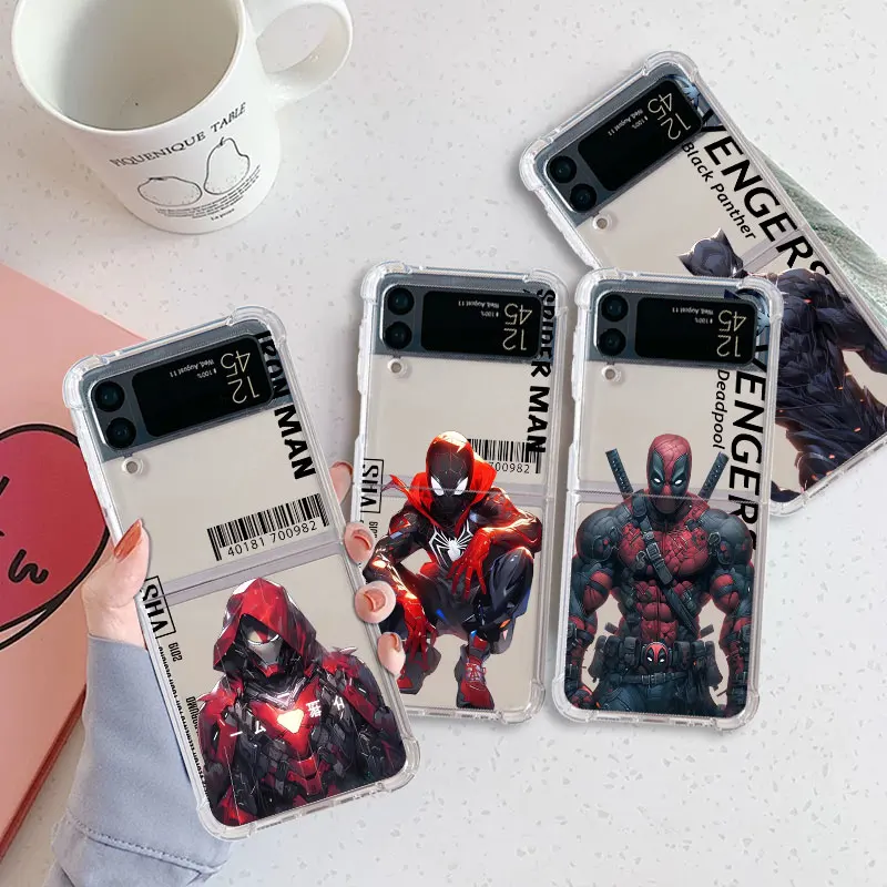 Muscular Cool Iron Deadpool phone Case for Samsung Galaxy Z Flip 3 Z Flip 4 ZFlip 5 5G zflip Flip3 Flip4 5 Airbag Fundas Cover