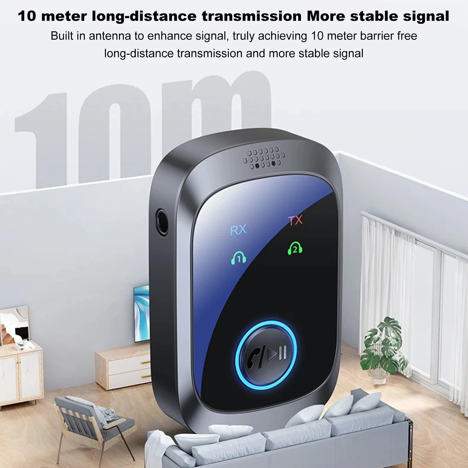 Wireless AUX Adapter Receiver Type-C Charging Dual Link BT Transceiver 3.5mm Aux Airplane Adapters for Speakers/Car Stereo