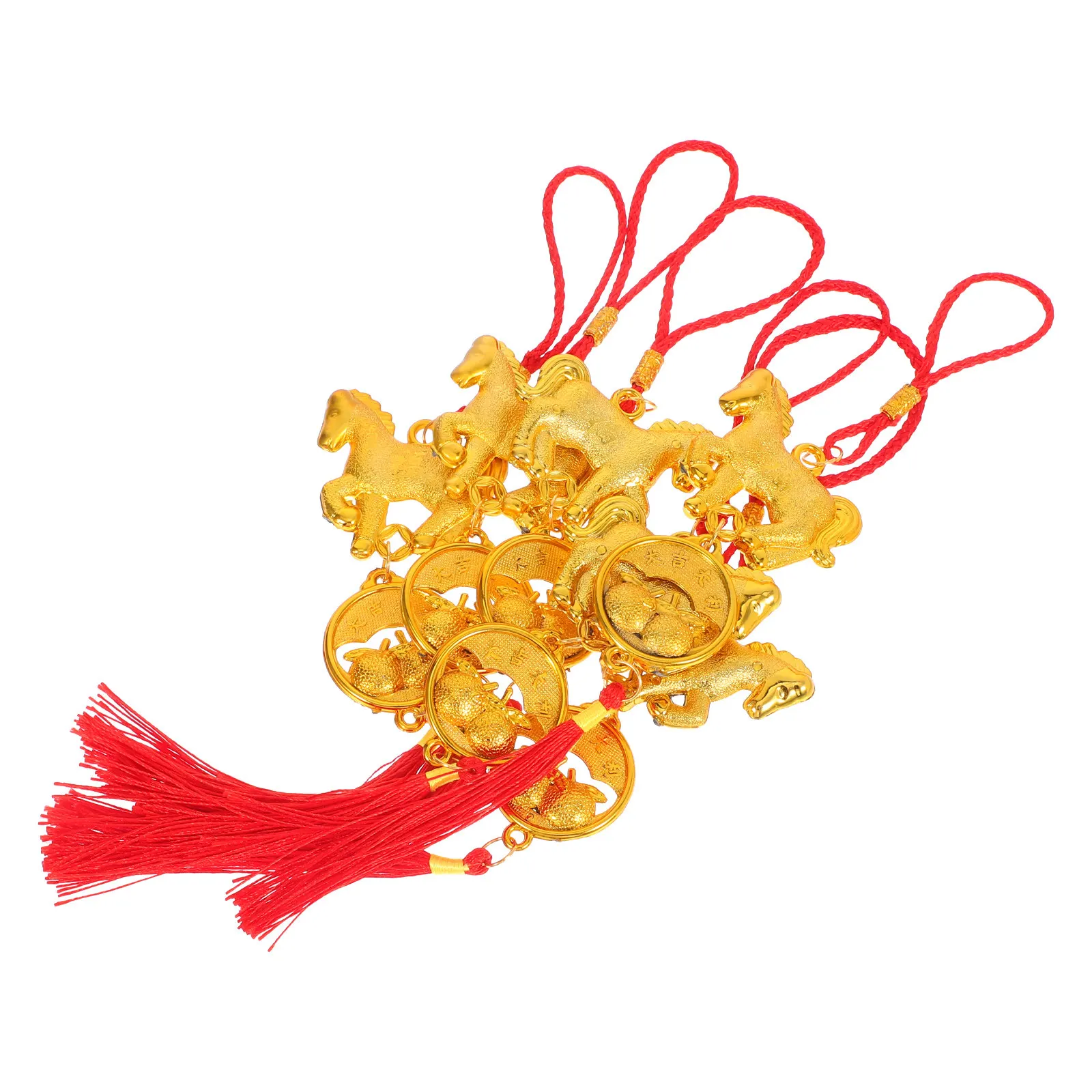6Pcs Spring Festival Hanging Pendants Chinese New Year Bonsai Ornament Set Vibrant Longlasting Color Indoor Outdoor Festive