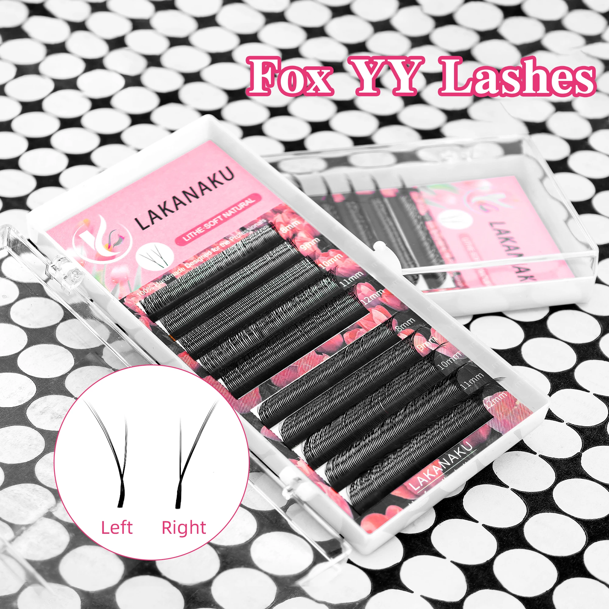 LAKANAKU Fox YY Cilios Fox Eye Lashes Natural Pre made Eyelash Extensions Fluffy Cilio YY