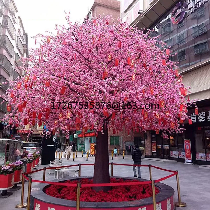 

Simulation peach blossom tree indoor and outdoor shopping mall hotel artificial fiberglass cherry blossom tree bionic fake tree