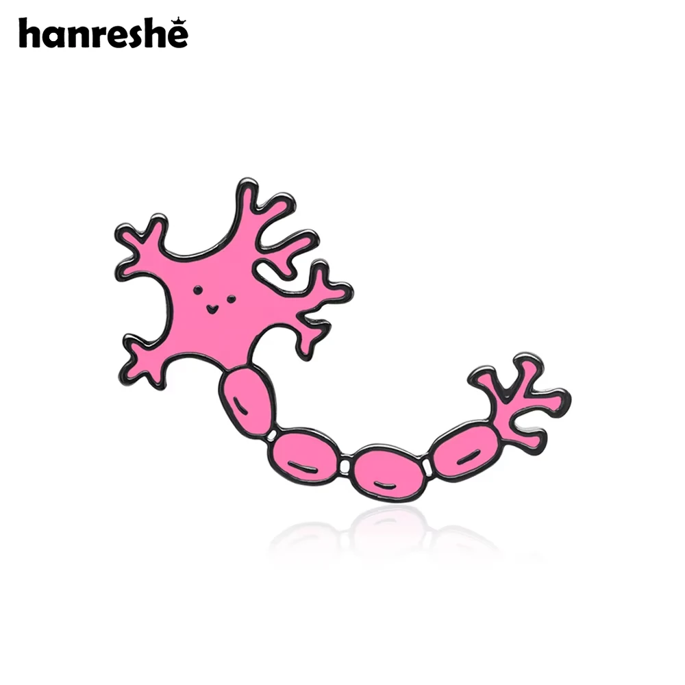 Hanreshe-broche de esmalte rosa de Neuron, alfileres de Neurología, insignia de mochila, joyería para Doctor, enfermera, colección de regalos