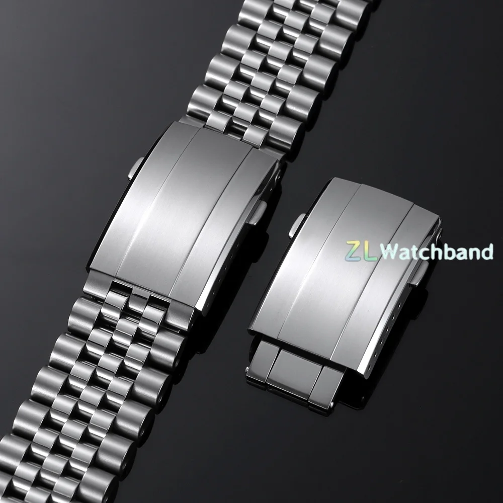 16/18/20mm Silver Deployment Clasps Solid Stainless Steel Watch Buckles Brushed Fold Safety Button Double Push Deployant Clasp