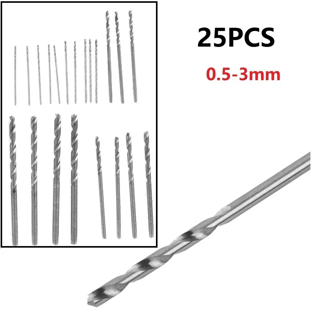 

Low Cutting Resistance Drill Bit Tool Part 0.5mm-3mm 25Pcs Spiral Copper Iron Steel For Pcb Crafts Jewelry Making