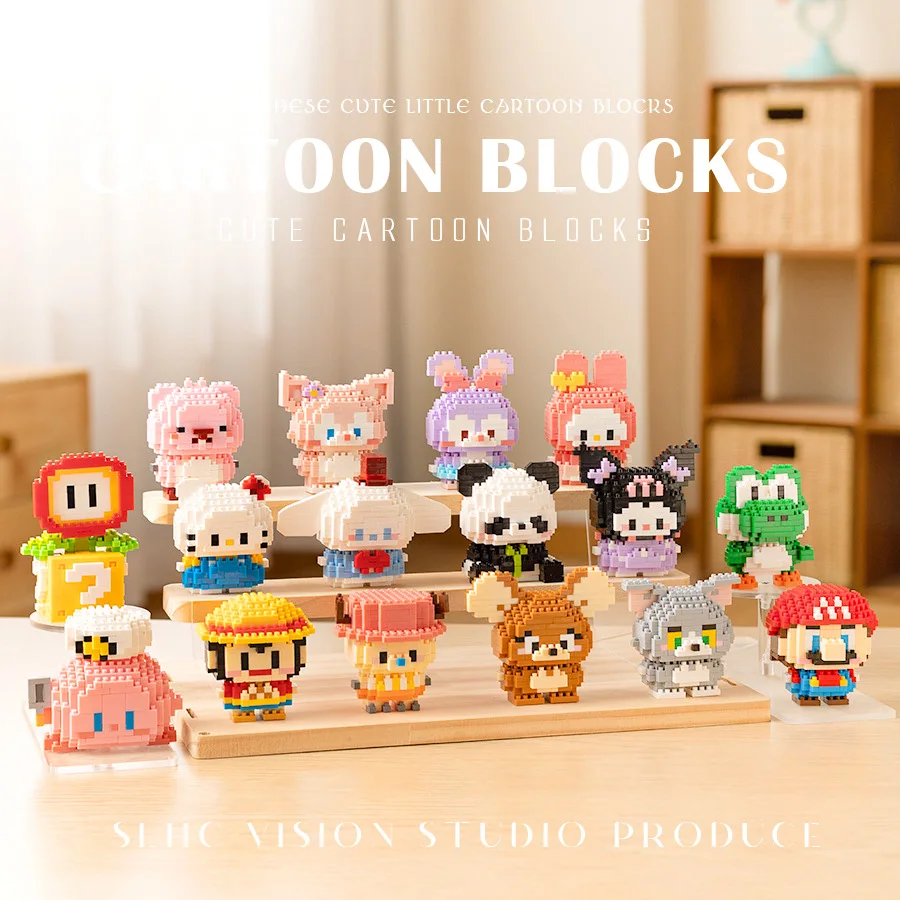 Anime Figure Hello Kitty Building Block Toys Action Figure for LEGO Kuromi Dolls Melody Mini Block 3D Puzzle Toys for Kids Gifts