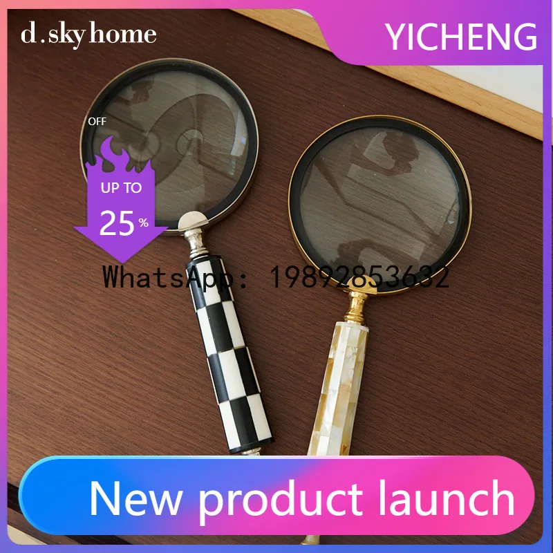 Hys retro ornament magnifying glass living room bedroom home decor ornament brass mirror