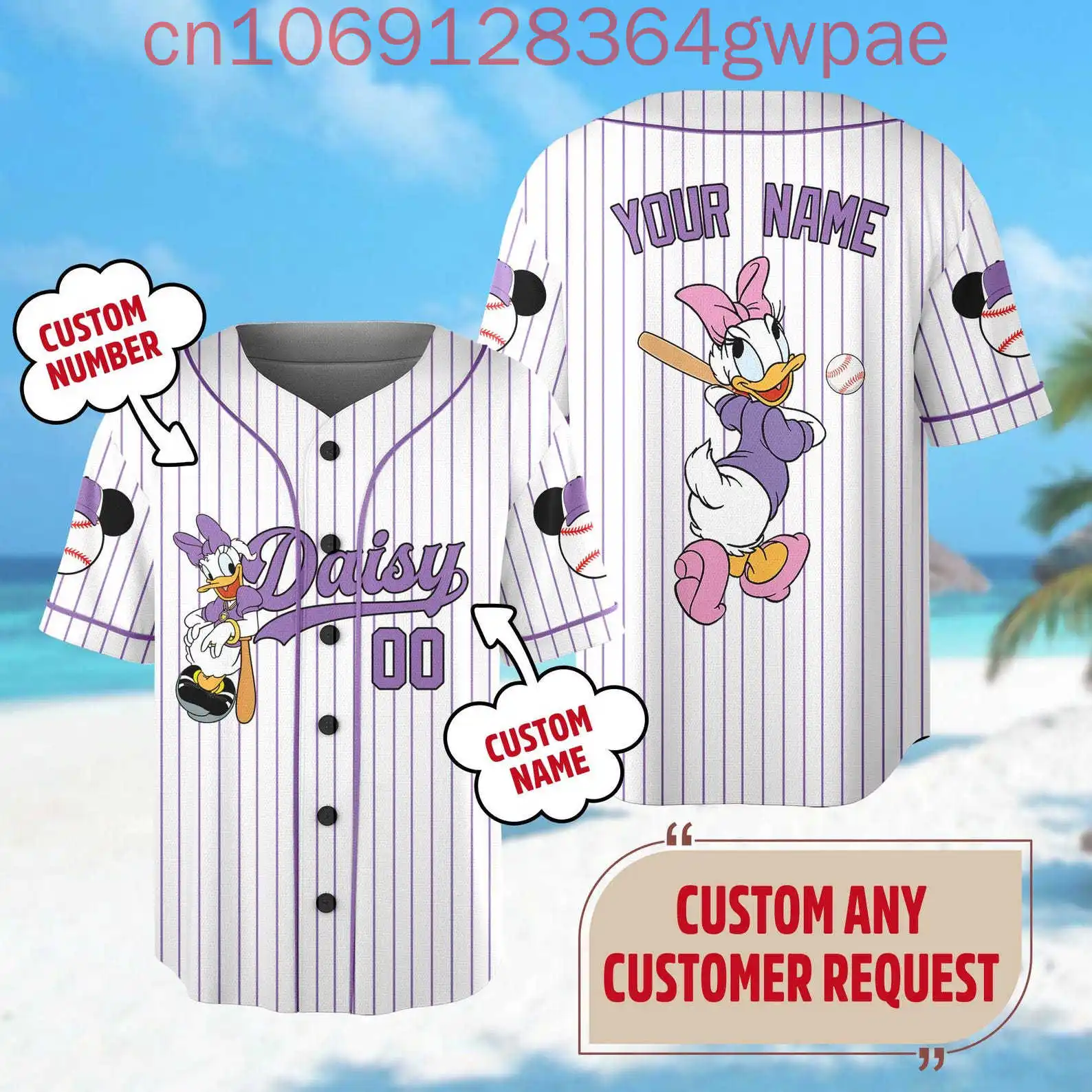 

2025 Disney Daisy Duck Baseball Jersey Men's Women Kids Casual Baseball Shirts Tops Baseball Jersey Fashion Short Sleeve Shirt