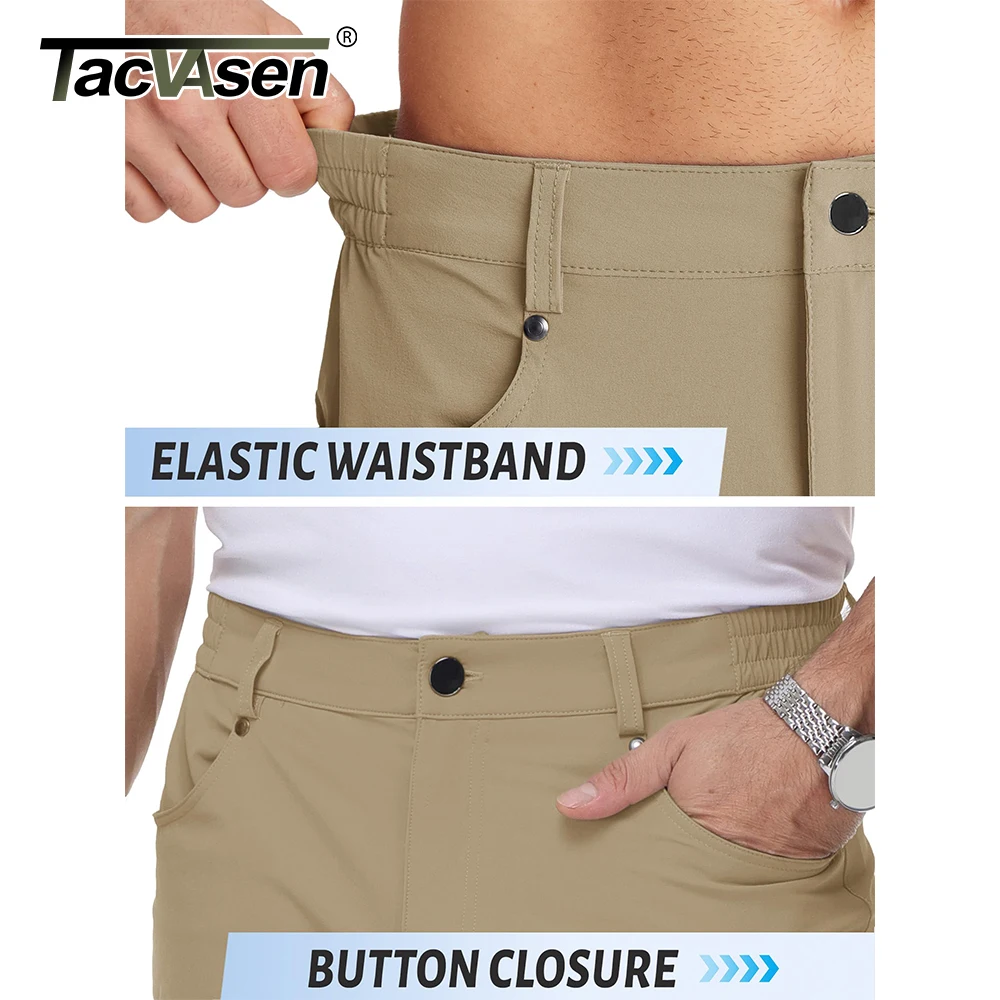 TACVASEN شورت صيد السمك والمشي لمسافات طويلة للرجال شورت كاجوال خفيف الوزن مقاوم للماء مع جيوب متعددة سروال قصير للعمل في الهواء الطلق