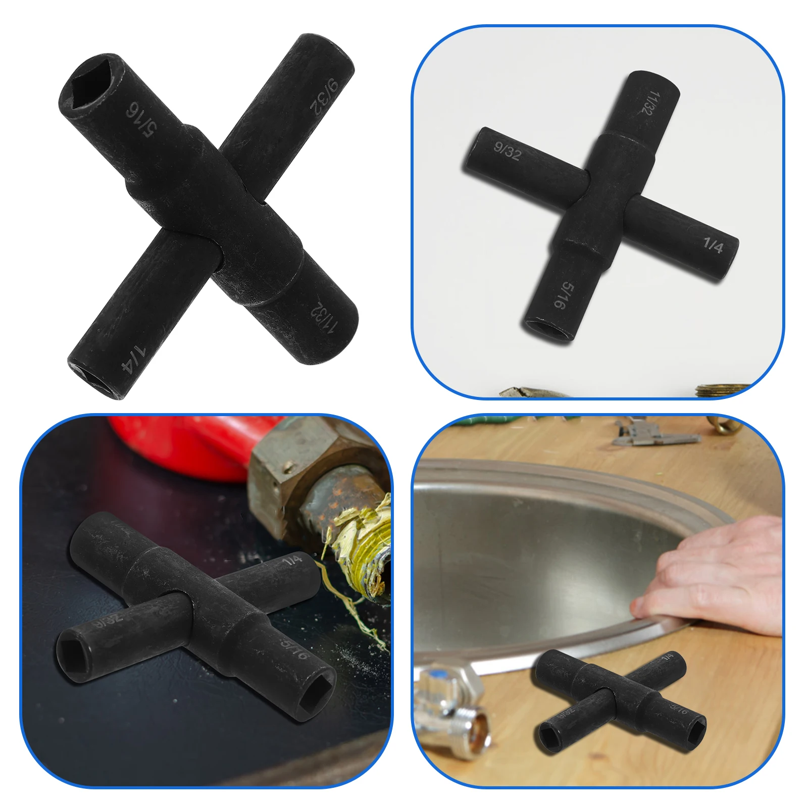 

4 Sizes Water Set 1/4 9/32 5/16 11/32 Sillcock Wrench Plumbers Phosphating Utility Plumbing Tools Gas Radiator Vent