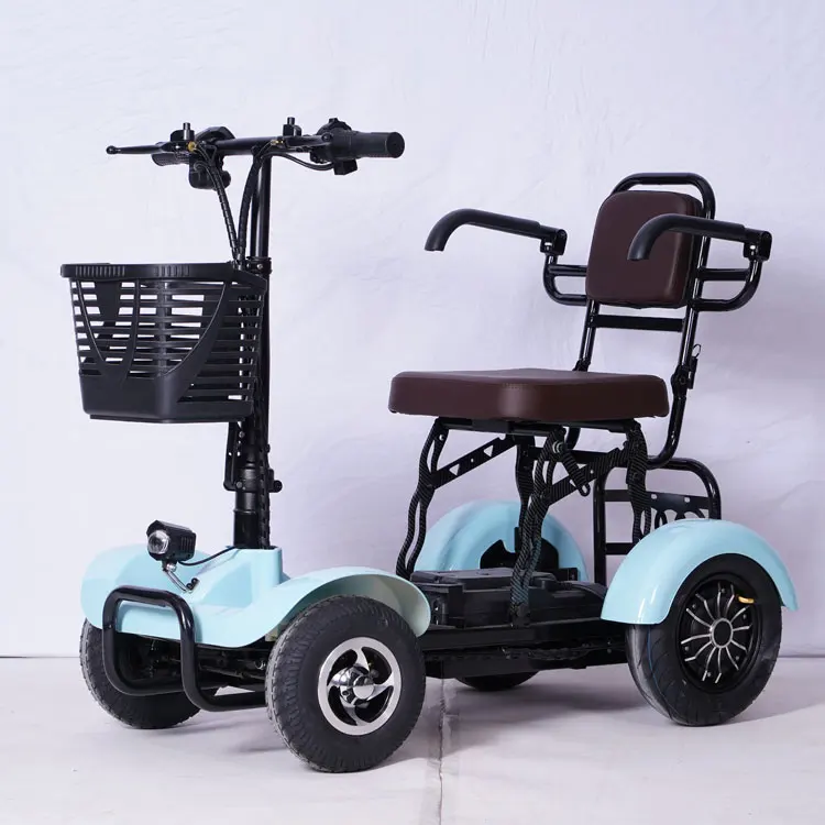 Four-Wheel Electric Folding Scooter Adult Wheelchair & Bicycle Motorcycle Hybrid Smart Electronic 350W 48V