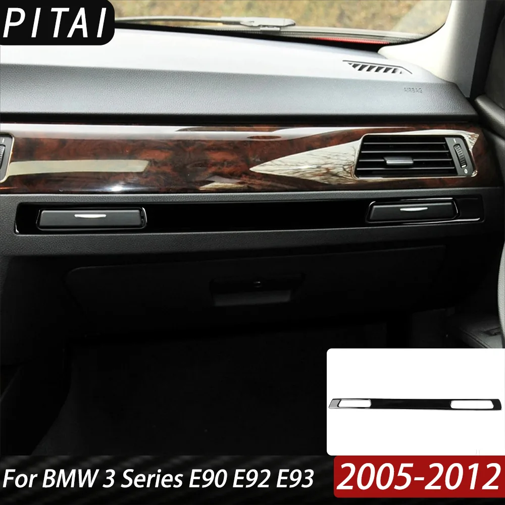 For BMW 3 Series E90 E92 E93 2005-2012 Piano Black Cup Holder Storage Box Strip Car Center Console Decor Sticker Accessories