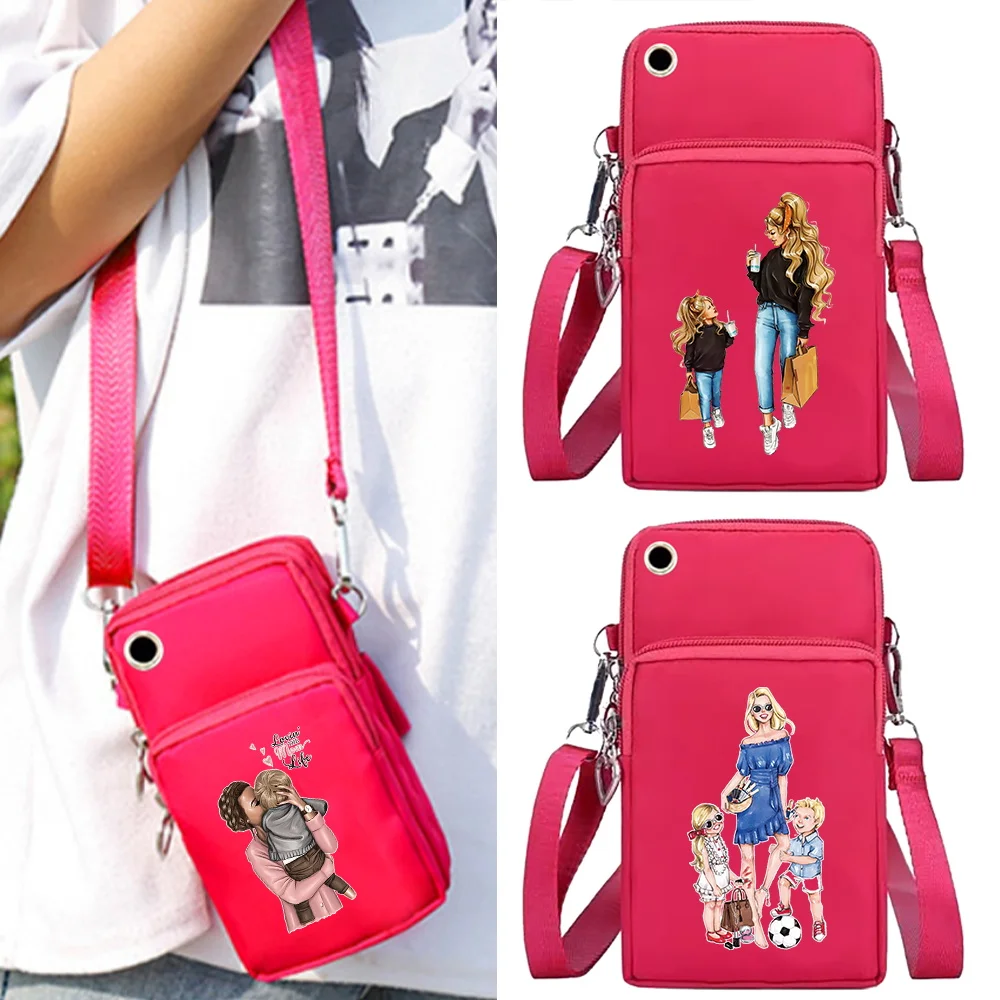 Mobile Phone Bag Women Fashion Crossbody Bags Wallets Mom Series Arm Pack for Apple/Huawei/Xiaomi Universal Cell Phone Packet