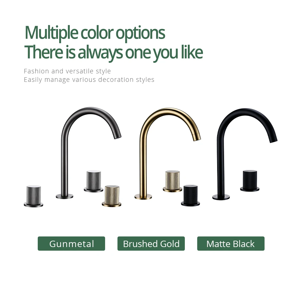 Imagem -06 - Torneira de Bacia de Metal Quente e Fria Alças Serrilhadas Torneira de Pia Instalada Misturador Montado em Deck Peças de Torneira de Banheiro de Latão