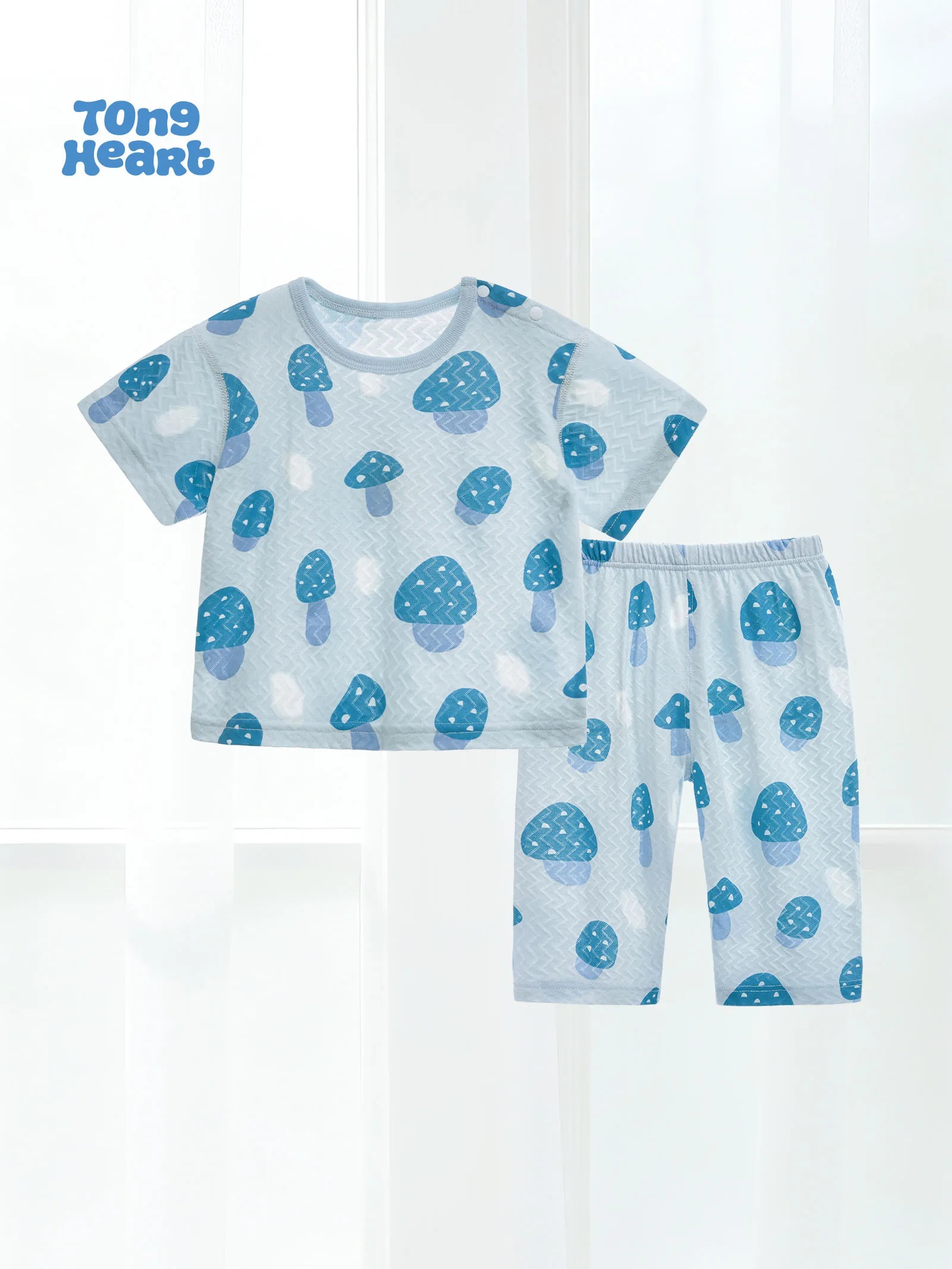 Baby clothing set - summer lightweight children's three-quarter sleeve jacquard breathable infant air conditioning suit