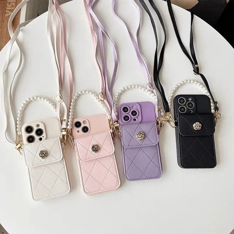 Crossbody Shoulder Strap Leather Wallet Phone Case For iPhone 18 17 16 15 14 13 12 11 Pro Max Plus Mini X XR XS Max 7 8 SE Cover