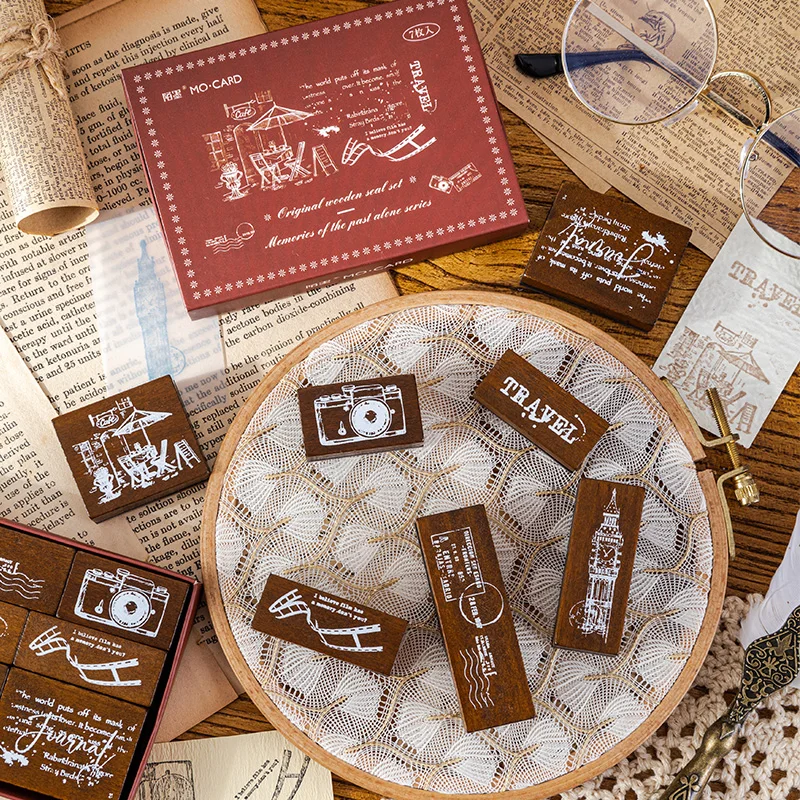 Stempel Buku Tempel Tanaman & Bulan Antik untuk Stempel Kayu Kerajinan Jurnal Sampah Kerajinan DIY untuk Pembuatan Kartu dan Dekorasi Buku Harian