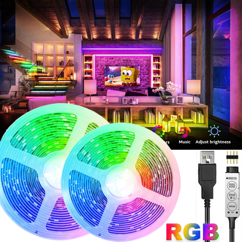 LED Strip Lights 5050 RGB LED Light Bar with Remote Control LED Strip Lights Infrared Control Led Lights for Bedroom Room Decora