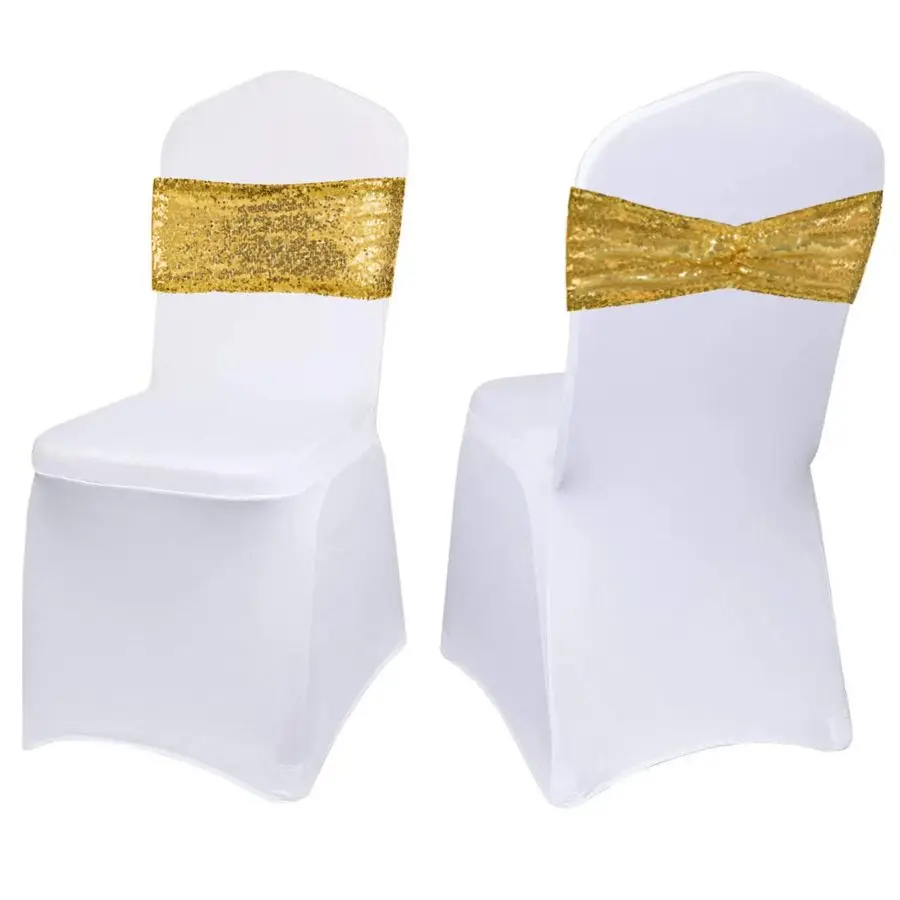 

Пояса для стула с блестками, 30 шт., золотые декоративные ленты для украшения свадебной вечеринки, тканевый бант с блестками для банкета, приема C
