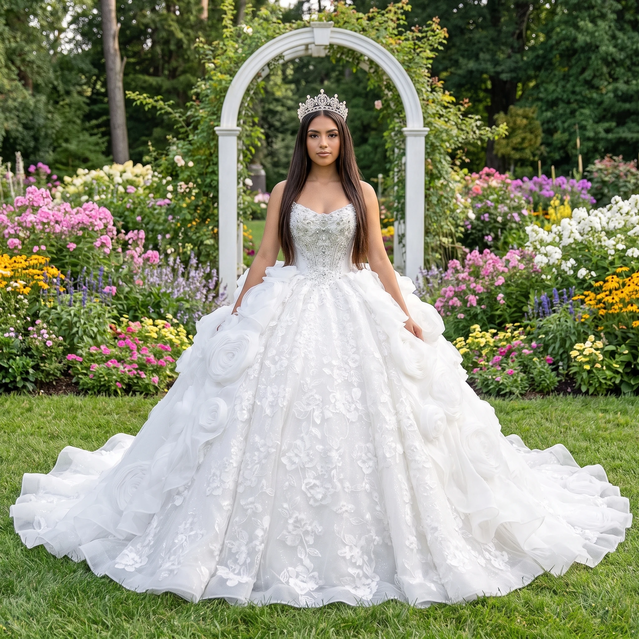 Factory Custom Sparkly Ball Gown Wedding Dresses Strapless Sleeveless Sequins Ruffles Bridal Gowns vestidos de novia boda
