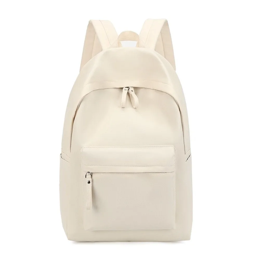 Solid Color Nylon Backpack Korean Style Large Capacity Shoulder Bag Rear Plug-in Box Design School Bag for Adults Student