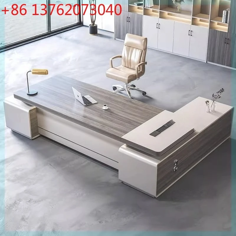

Легкий роскошный стол руководителя, простой современный большой рабочий стол, комплект офисного стола и стула для руководителя.