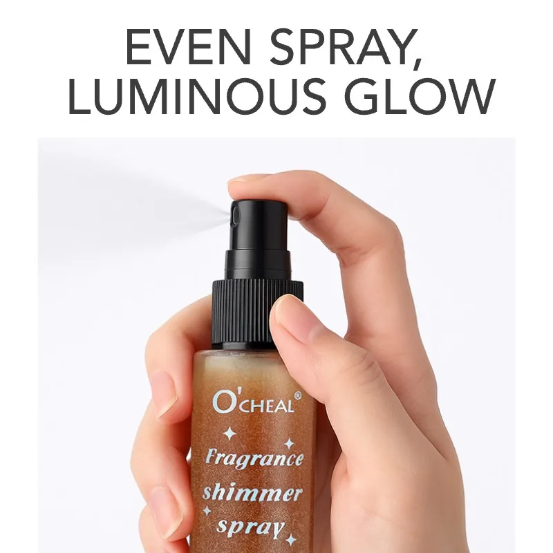 O'CHEAL Fragrance Shimmer Spray Multi‑Use Body Highlighter Glitter Spray Luminous Glow For Face Shoulder Body Cosmetic
