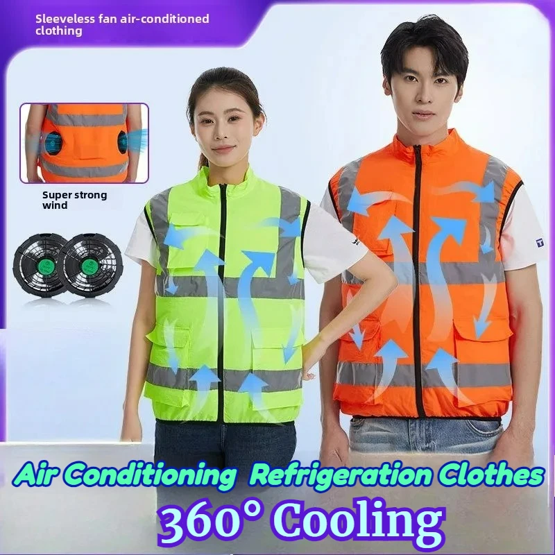 

Men Cooling Vest Ice Fan Vest 3 Gears USB Heat Resistant Air Conditioner Clothes Vests Breathable Wearable Cooling Jacket Travel