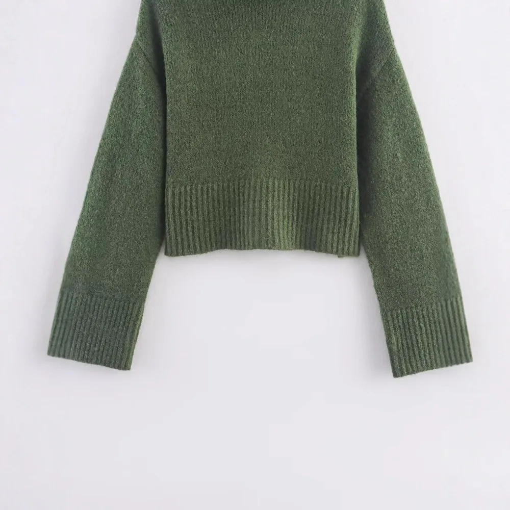 Comfortable Knitted High Collar Long Sleeve Short Sweater Fashionable Versatile Solid Color Autumn New Arrival Women's Wear
