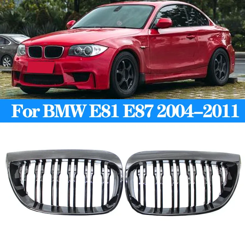 

For BMW 1 Series E81 E87 2004-2011 Gloss Black Grills Cover Car Front Bumper Kindly Facelift M Style Grille 128I 130I 135I