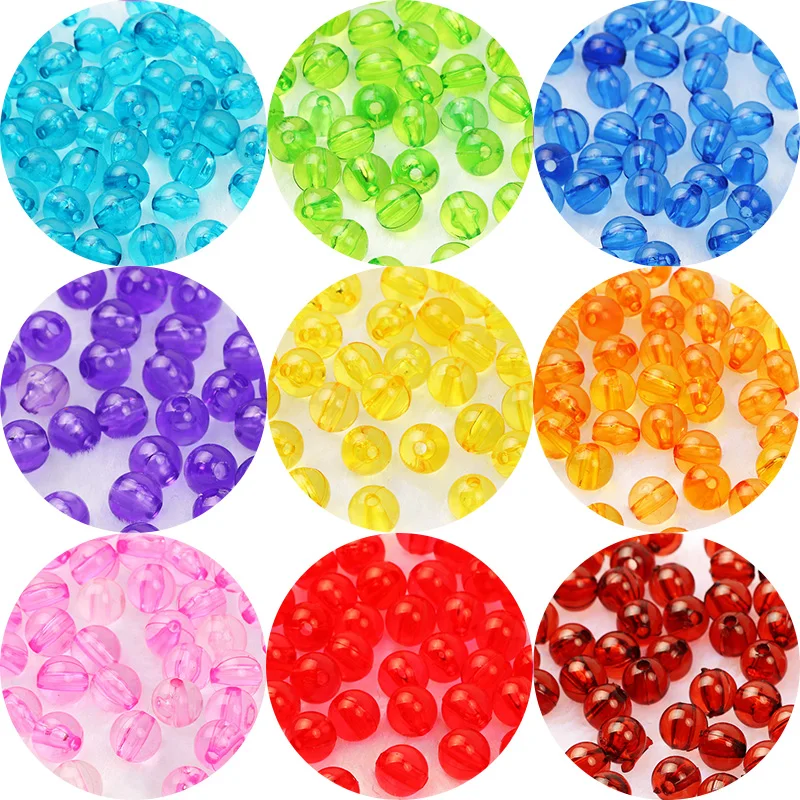 6 8 10 mm bunte Acrylperlen, durchsichtiger Kunststoff, runde Perlen, lose Distanzperlen für Schmuckherstellung, DIY-Armband, Halskette, Zubehör