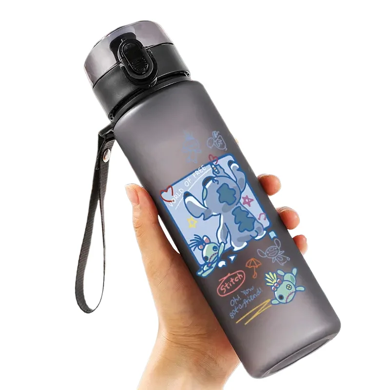 Disney Stitch 560ML Water Cup Portable Large Capacity Student Plastic Drink Bottles Outdoor Cycling Fitness Sport Water Cup Gift